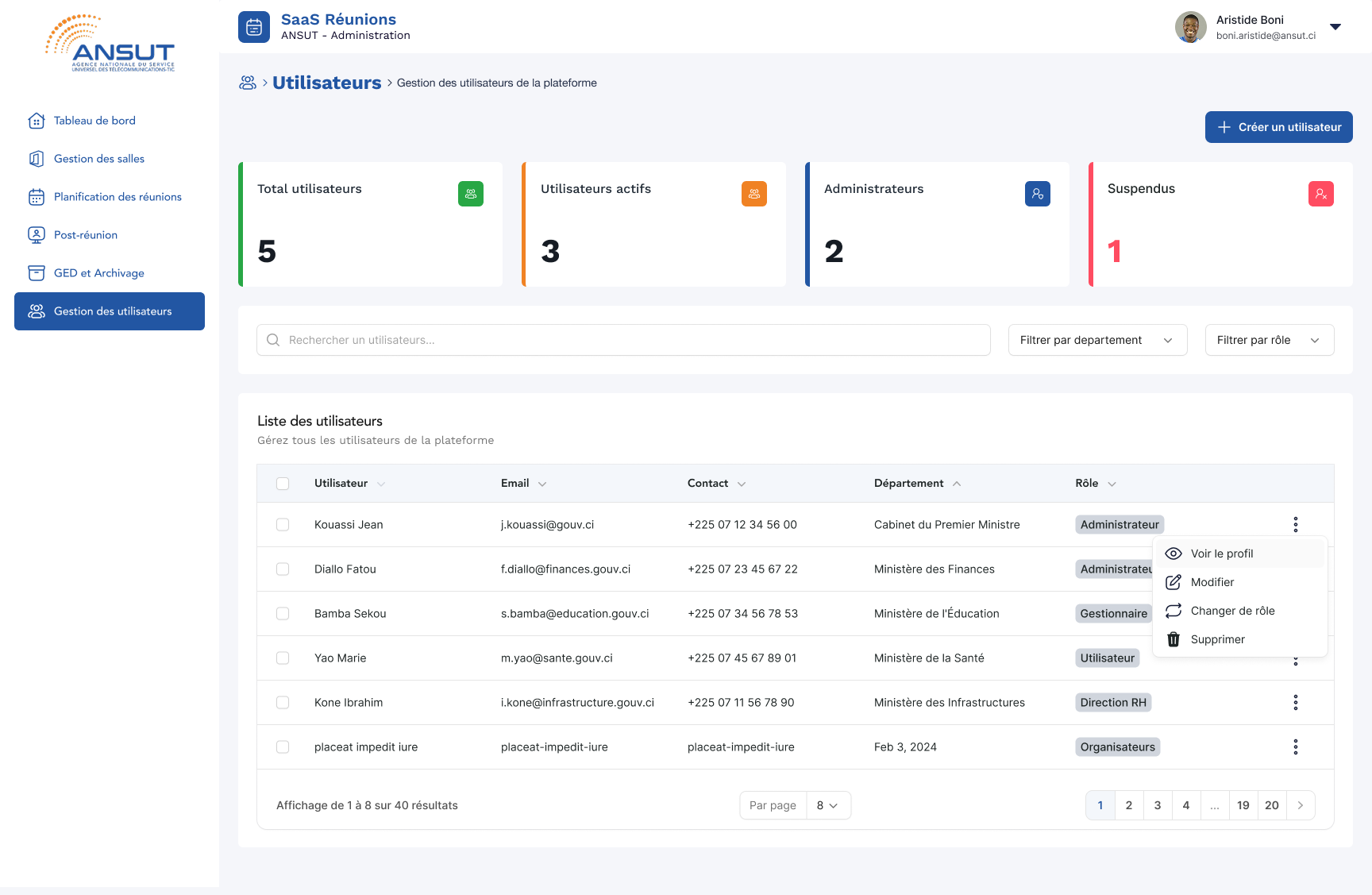 Voir l'image en grand ANSUT Meeting — Plateforme de Gestion de Réunions Institutionnelles