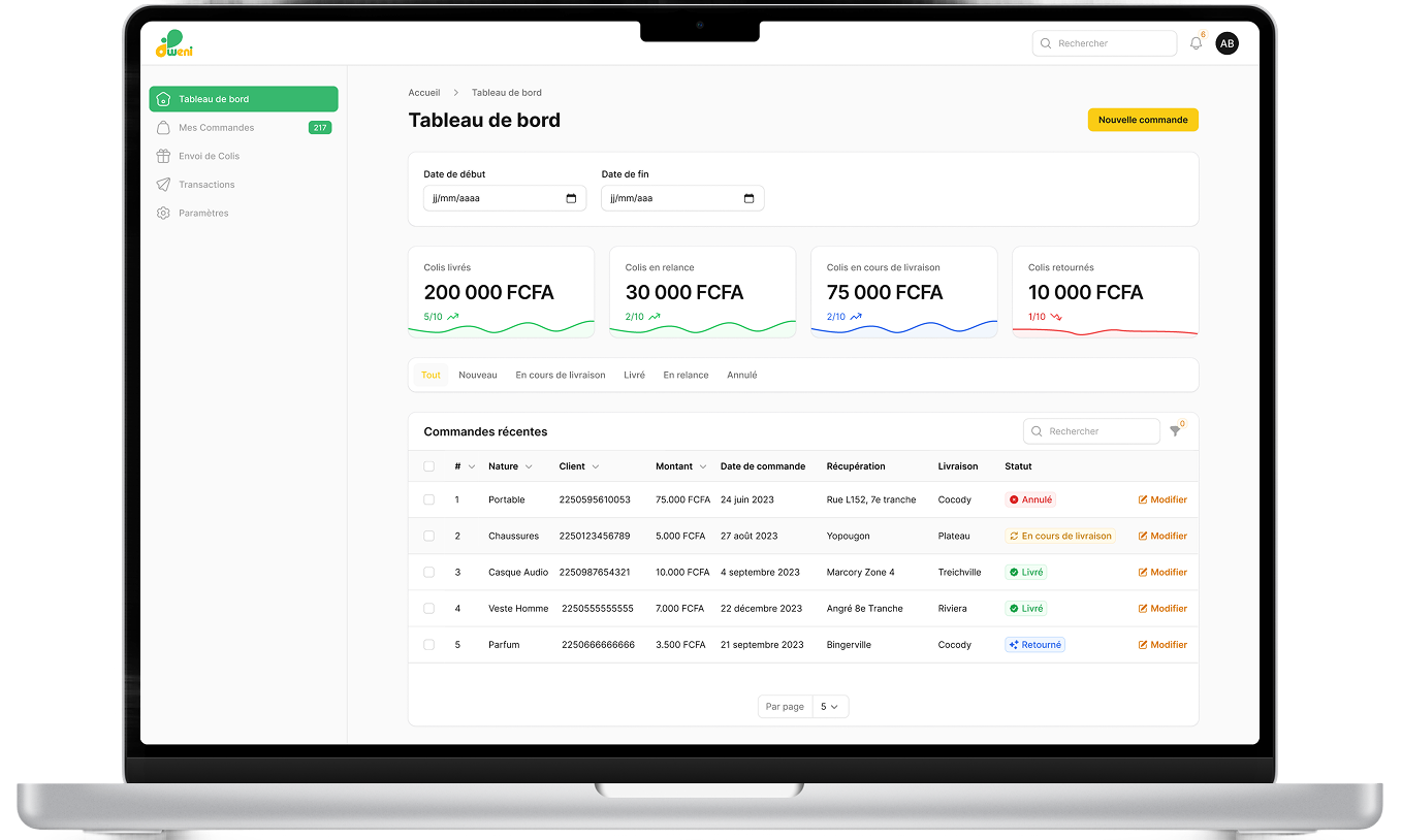 Voir l'image en grand Plateforme Logistique WENI — Écosystème Digital Complet