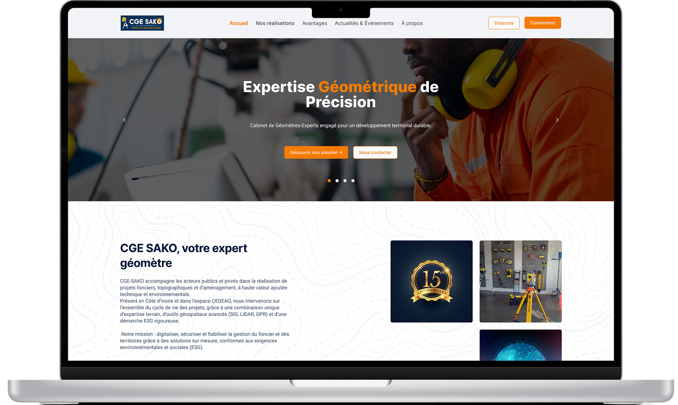 Voir l'image en grand CGE SAKO — Plateforme de Gestion Intégrée pour Cabinet de Géomètre Expert
