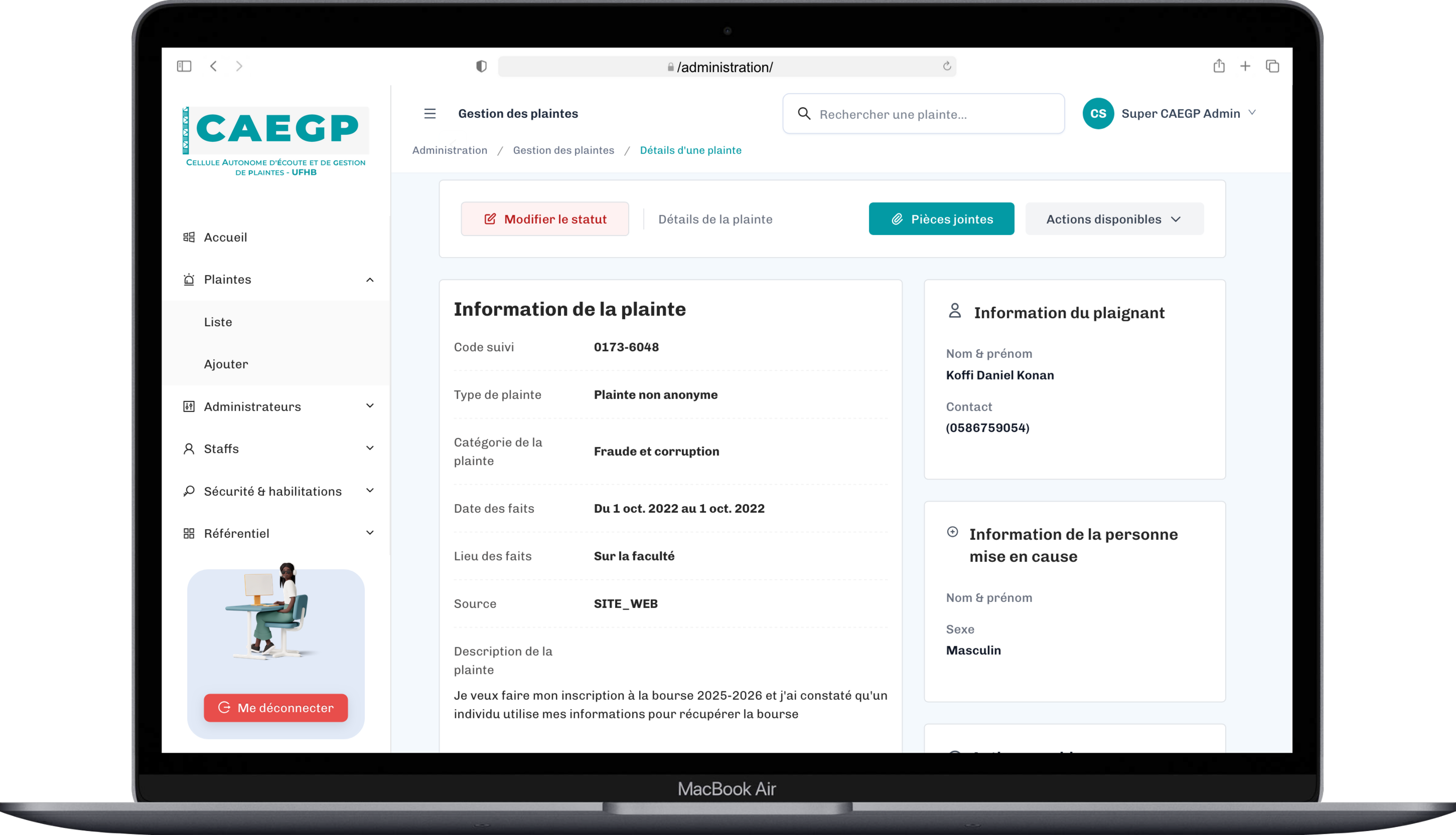 CAEGP Safe Campus — Plateforme de Gestion des Plaintes en Milieu Universitaire