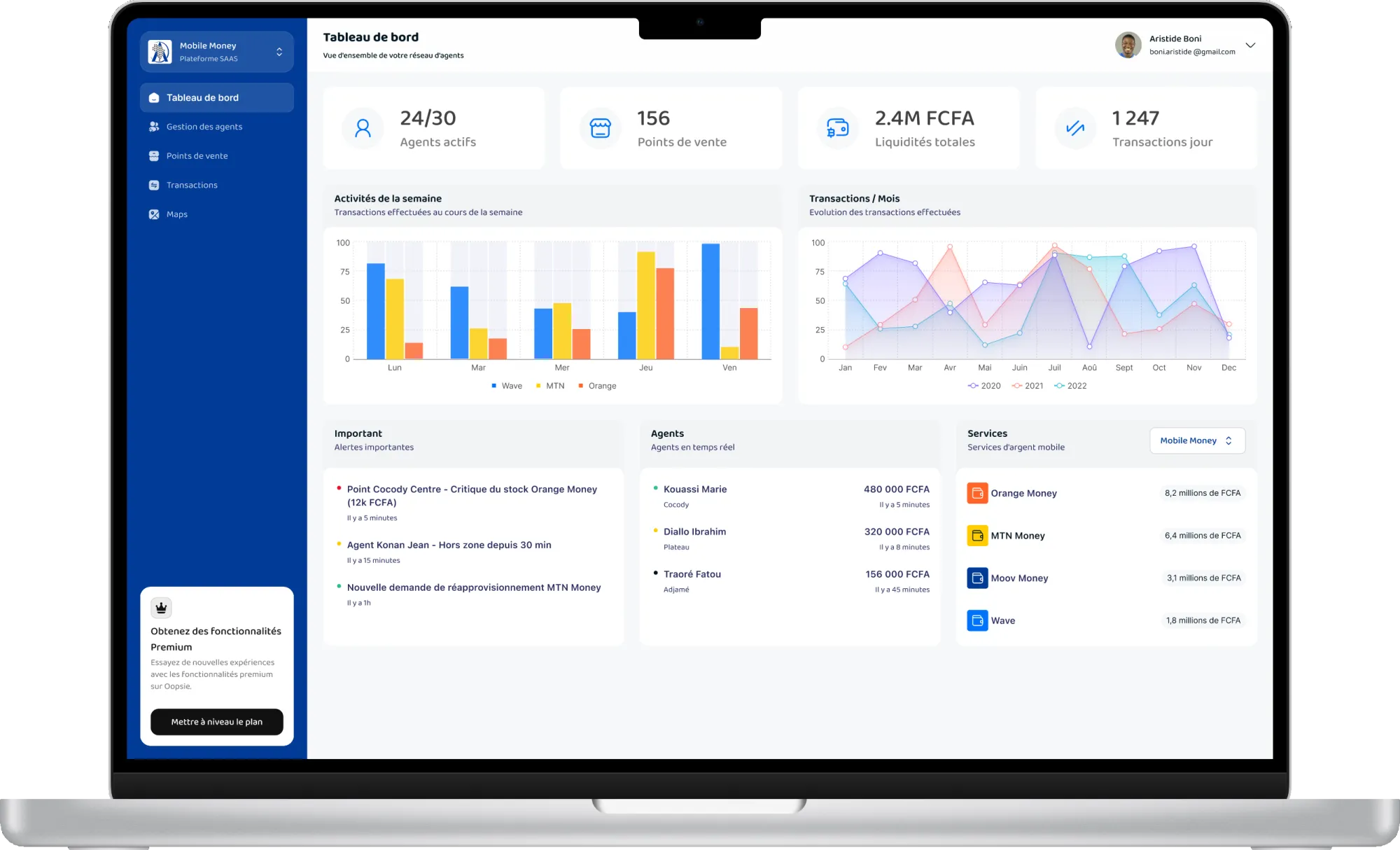 Plateforme SAAS Grossiste Mobile Money - Gestion de Réseau de Distribution