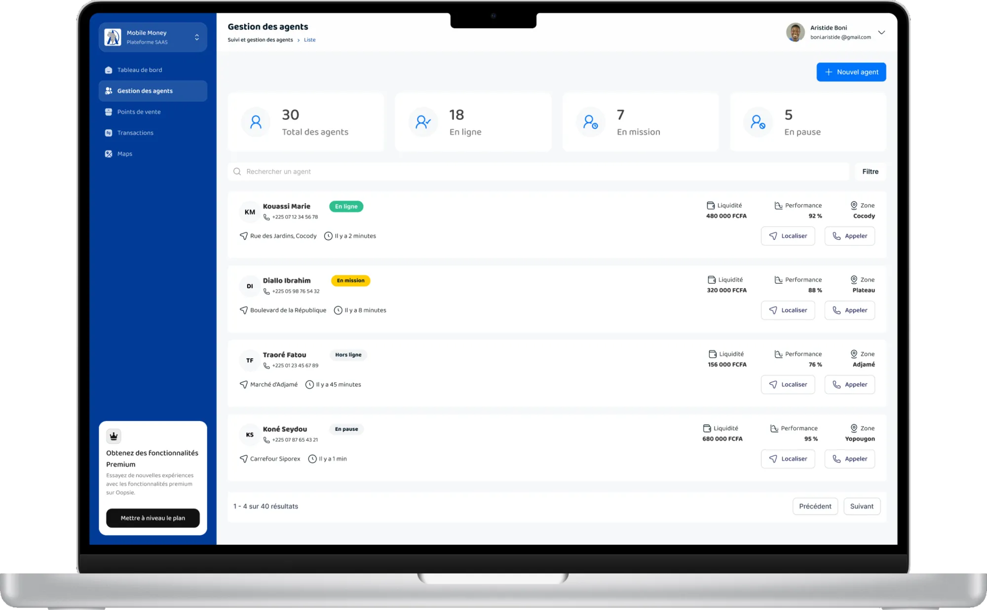 Plateforme SAAS Grossiste Mobile Money - Gestion de Réseau de Distribution