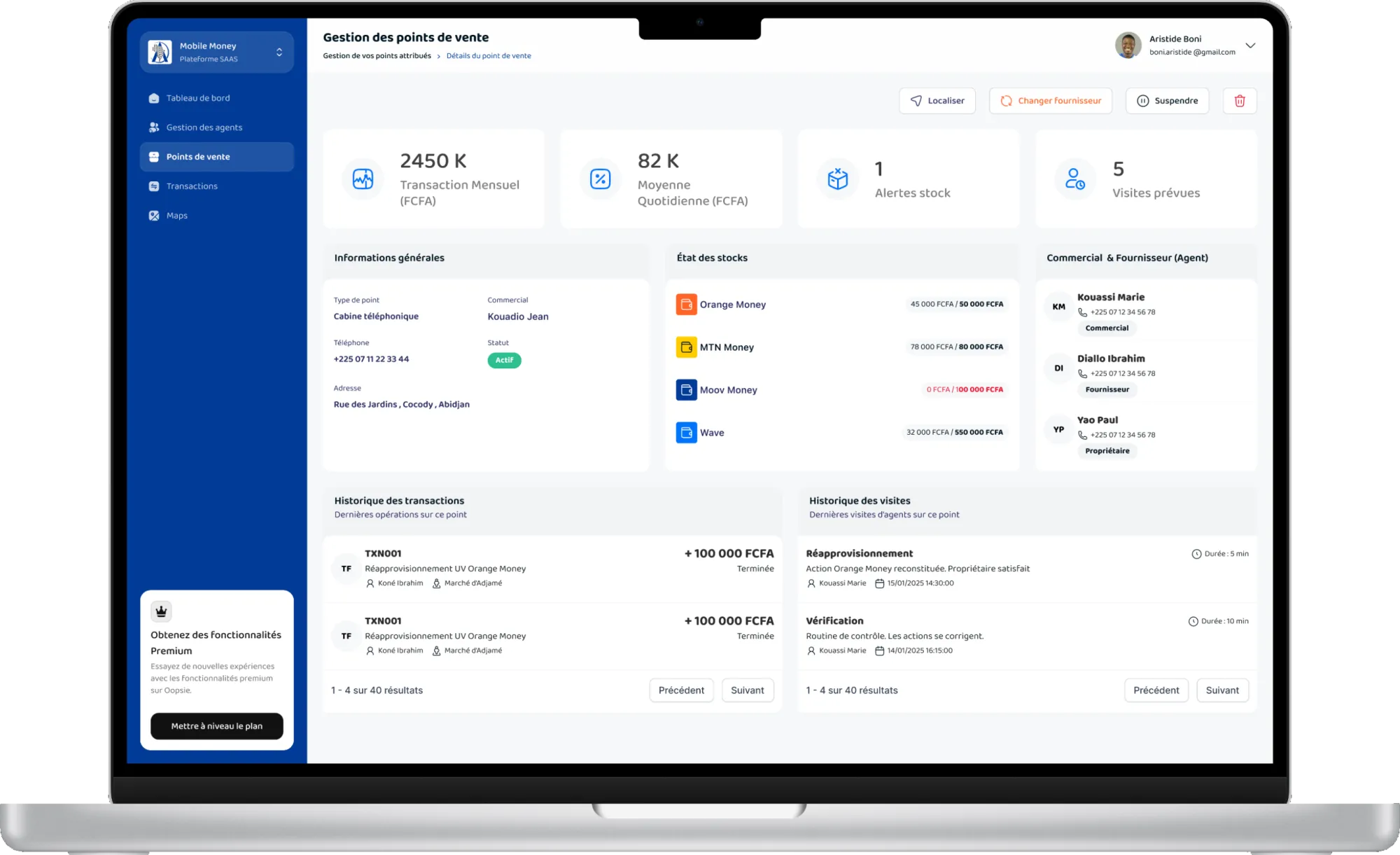 Plateforme SAAS Grossiste Mobile Money - Gestion de Réseau de Distribution